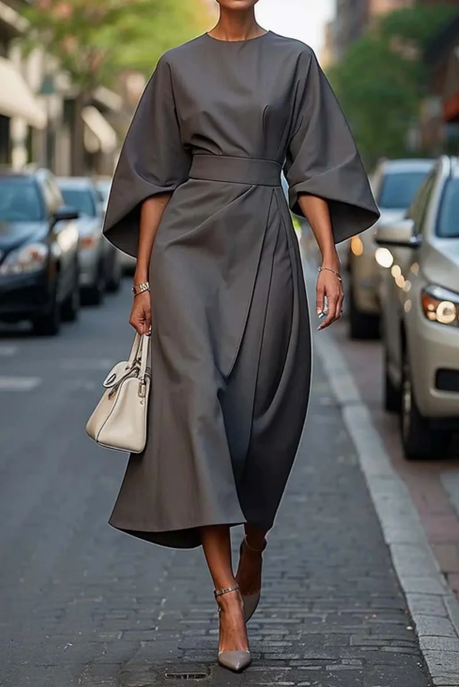 Louise Robe Élégante Femme – Design Féminin avec Manches Lanternes & Coupe Cintrée Ajustable - Image 6