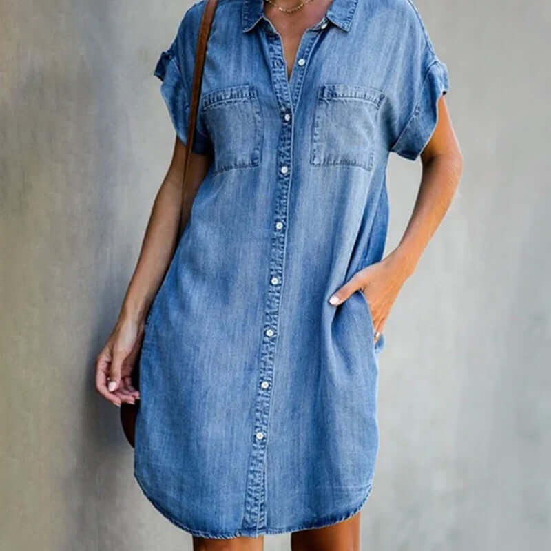 Robe-chemise femme Clara – Robe d’été légère avec patte de boutonnage & coupe féminine - Image 2