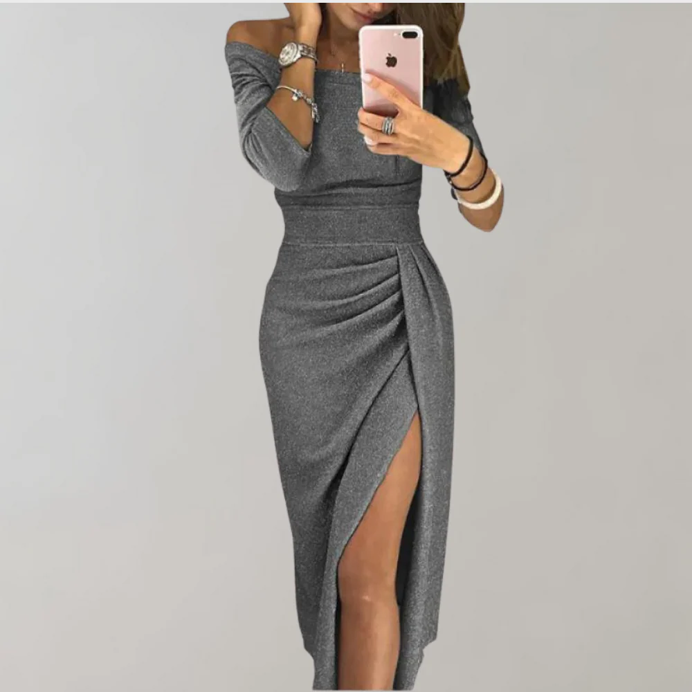 Robe Pailletée Vilja pour Femme – Robe Longue à Manches Courtes avec Détails Brillants pour Occasions Festives - Image 5