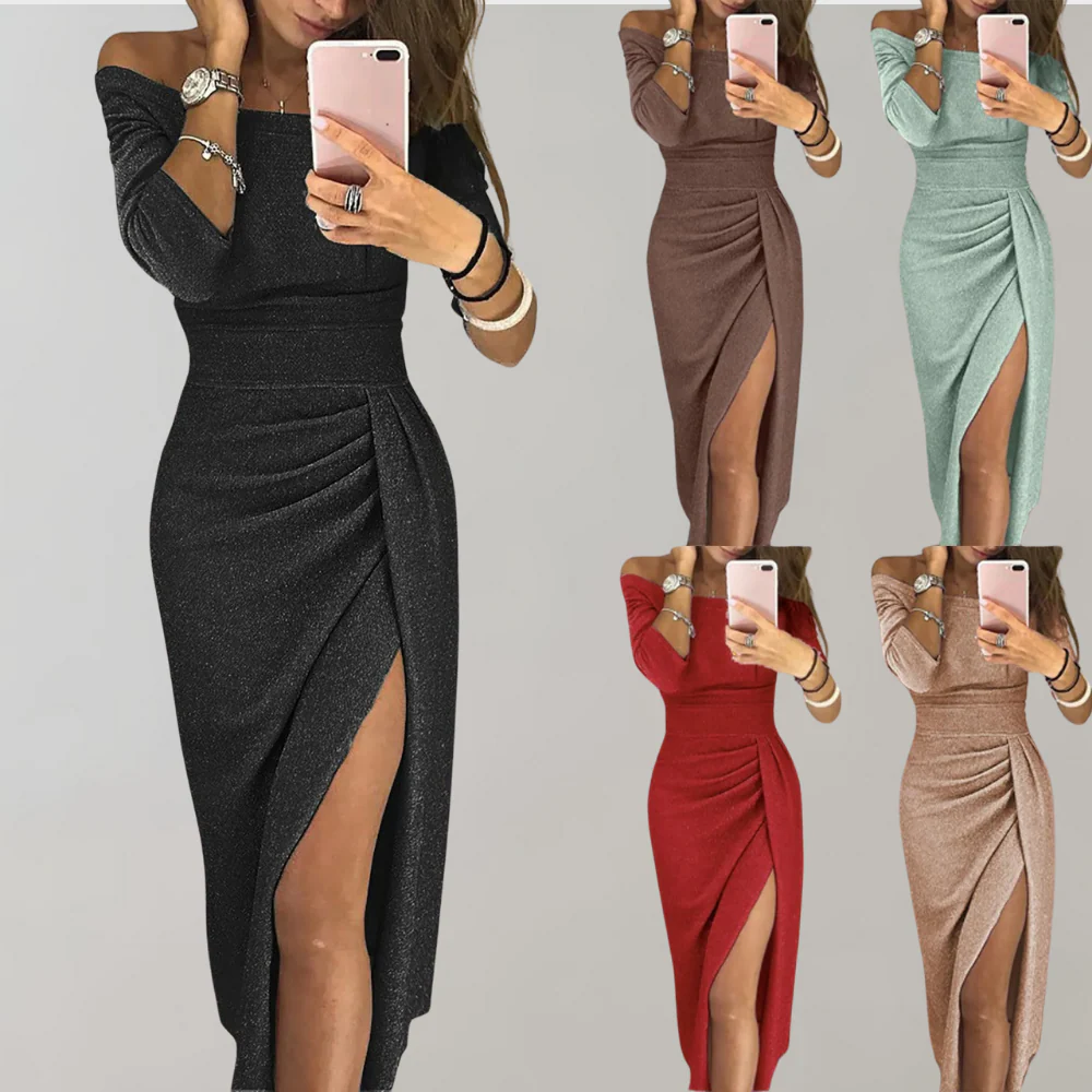 Robe Pailletée Vilja pour Femme – Robe Longue à Manches Courtes avec Détails Brillants pour Occasions Festives - Image 9