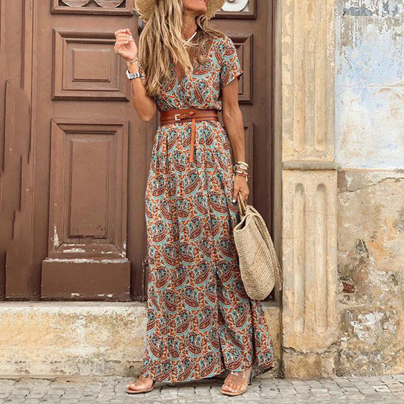 Susan Robe Fleurie Femme – Élégante Robe à Col en V en Polyester avec Coupe Confortable et Style Chic - Image 2